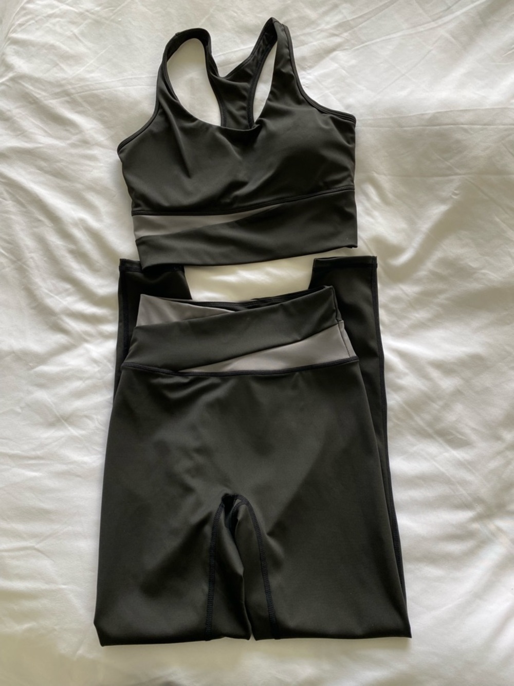 Black Seamless Racerback Sports Bra and High-Waist Leggings Set